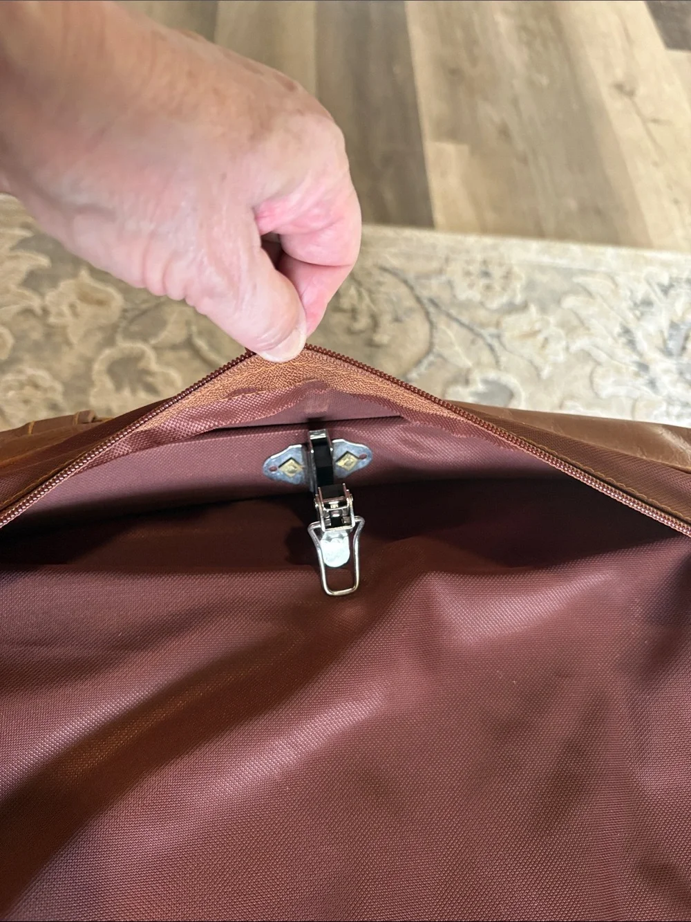 Leather Garment Bag - Brown Travel Organizer